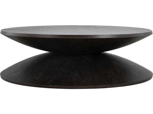 Reid Round Coffee Table in Cerused Forest Black Wood