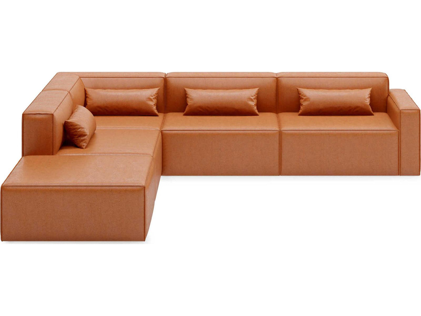 Mix Modular 5-Piece Vegan AppleSkin Leather Sectional Sofa in Cognac