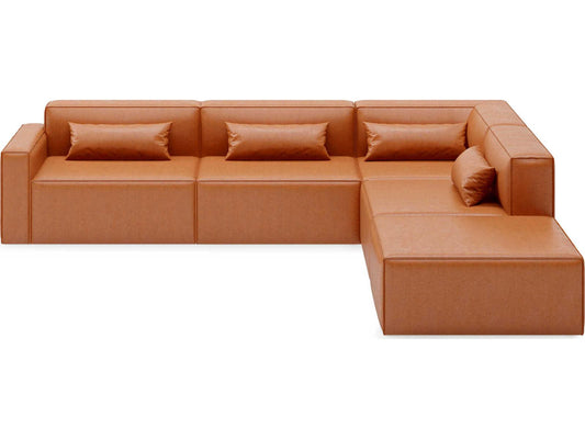 Mix Modular 5-Piece Vegan Cognac Leather Sectional Sofa