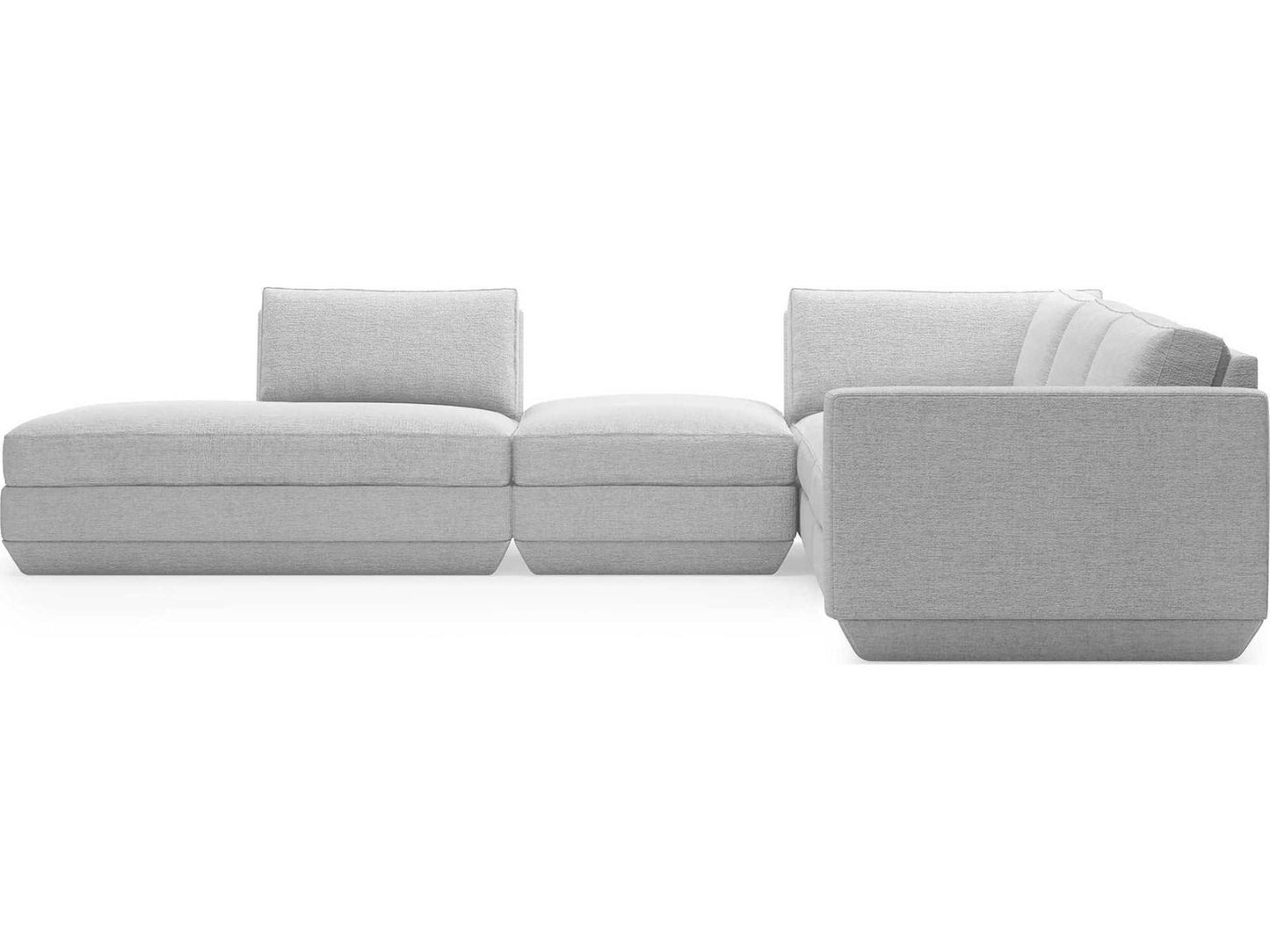 Podium 5-Piece Left-Facing Modular Fabric Sectional in Bayview Silver