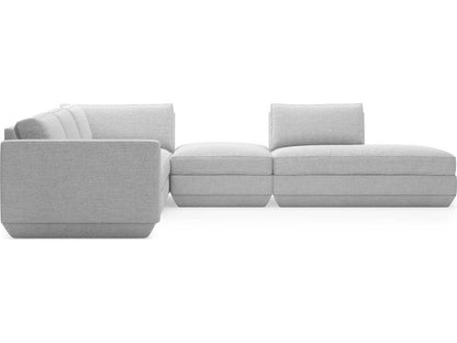 Podium 5-Piece Modular Fabric Sectional in Bayou Silver