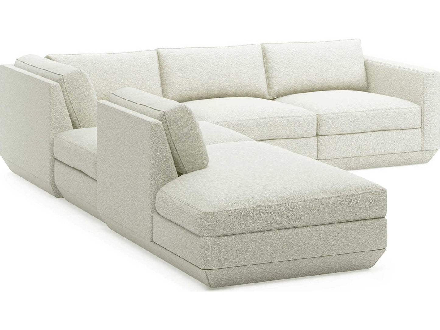 Podium 5-Piece Modular Sectional Sofa in White COPFOS Fabric Left Facing