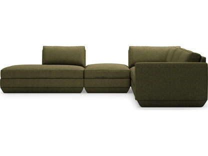 Podium 5-Piece Corner Modular Sectional Sofa Green Performance Fabric