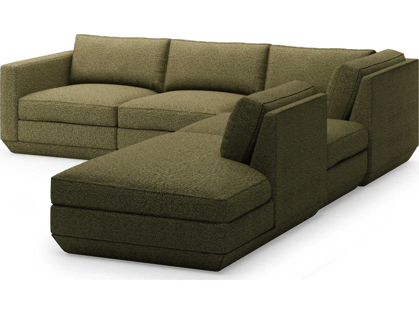 Podium 5-Piece Modular Upholstered Sectional Sofa in Podium Green