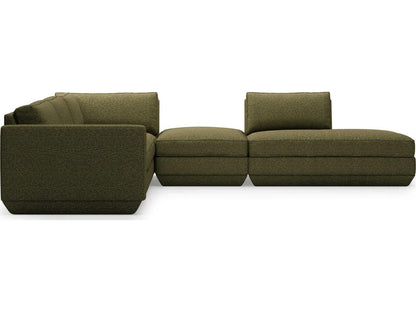 Podium 5-Piece Modular Upholstered Sectional Sofa in Podium Green