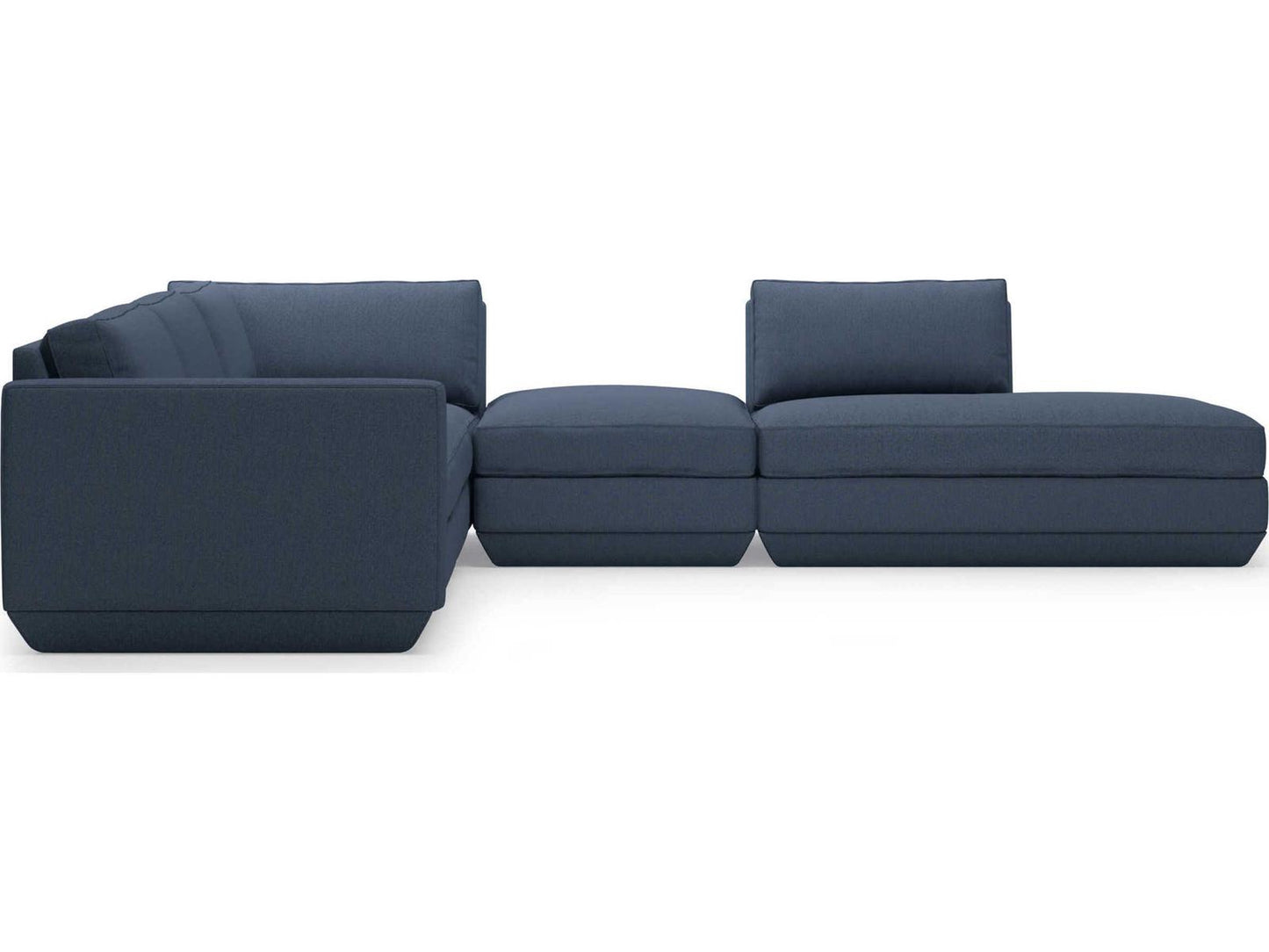 Podium 5-Piece Modular Upholstered Sectional Sofa in Hanson Navy Right-Facing
