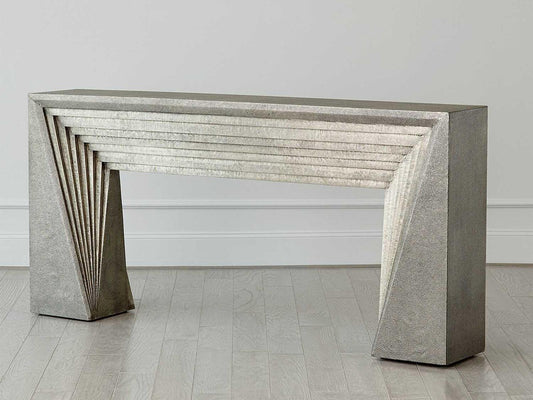 Deco Console Table in Antiqued Nickel Finish