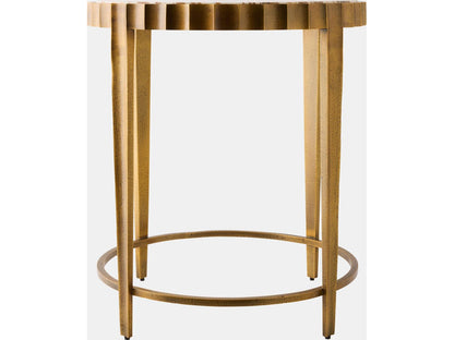 Liberty Round Marble Vintage Brass Natural End Table