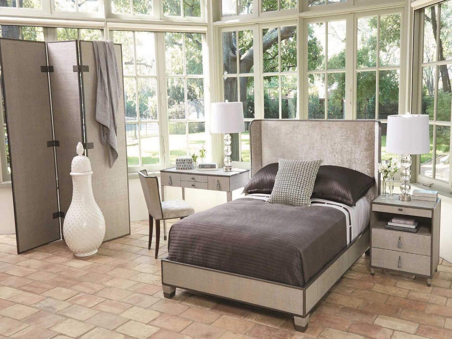 Argento King Platform Bed in Pewter Gray Acacia Wood