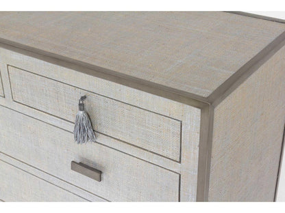 Argento 5-Drawer Chest with Silvered Raffia and Pewter Trim