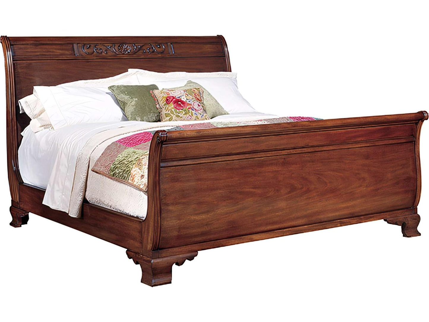 King Sleigh Bed in Mahogany Wood