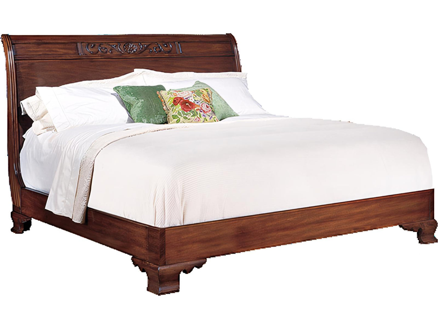 Mahogany Wood King Sleigh Bed with Traditional Design