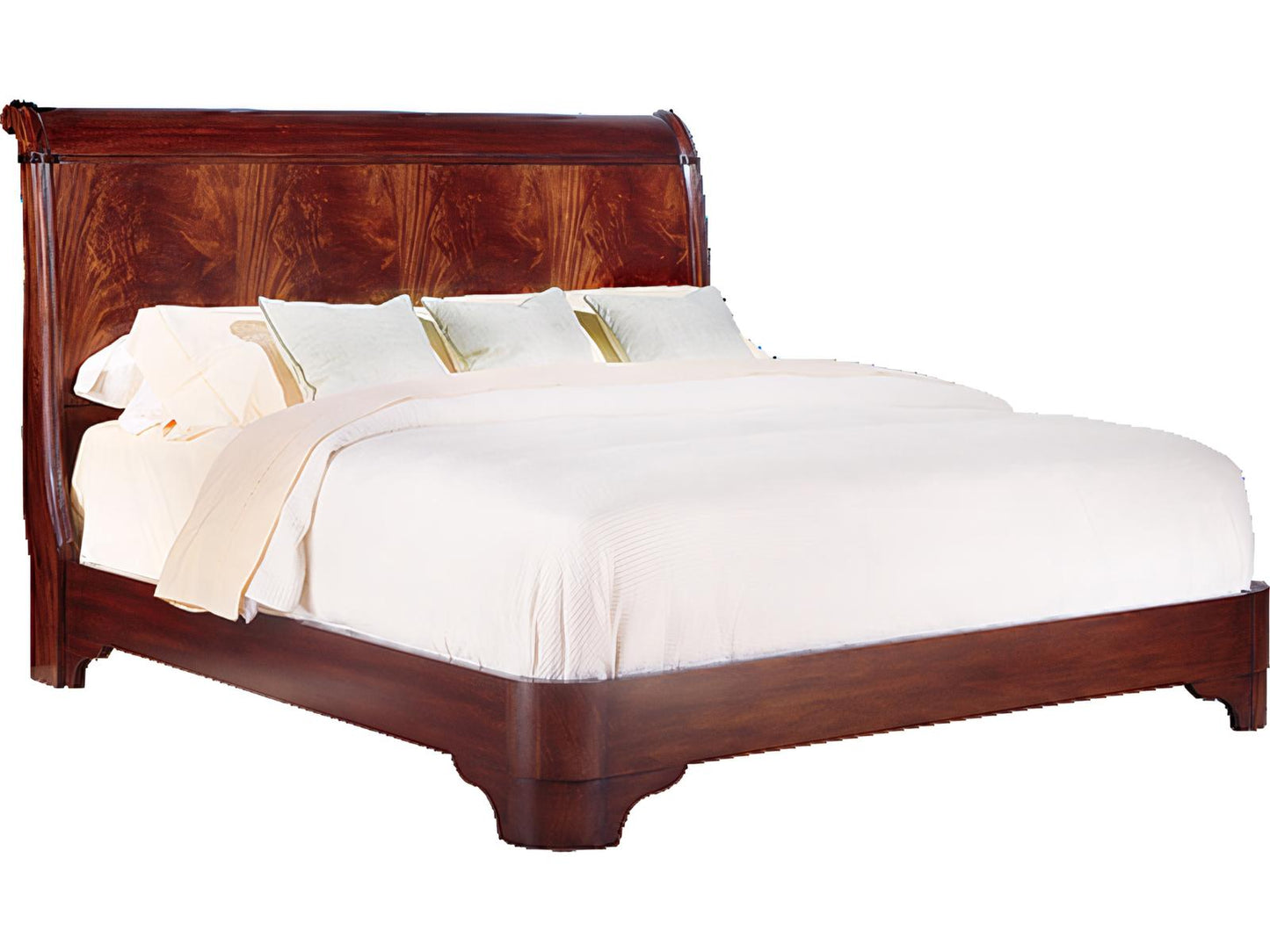 Queen Sleigh Bed in Mahogany Wood