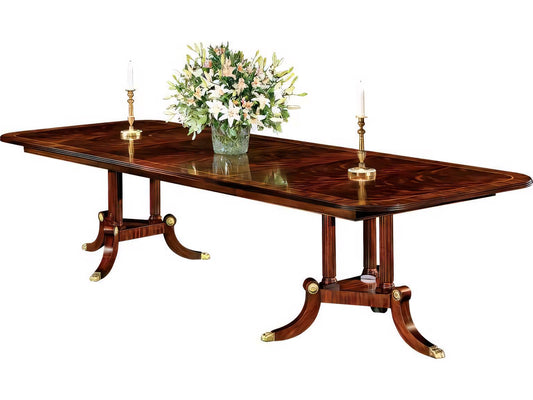 Extendable Rectangular Wood Dining Table with Mahogany Veneer Top