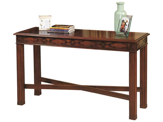 Rectangular Console Table with Mahogany Veneer Top