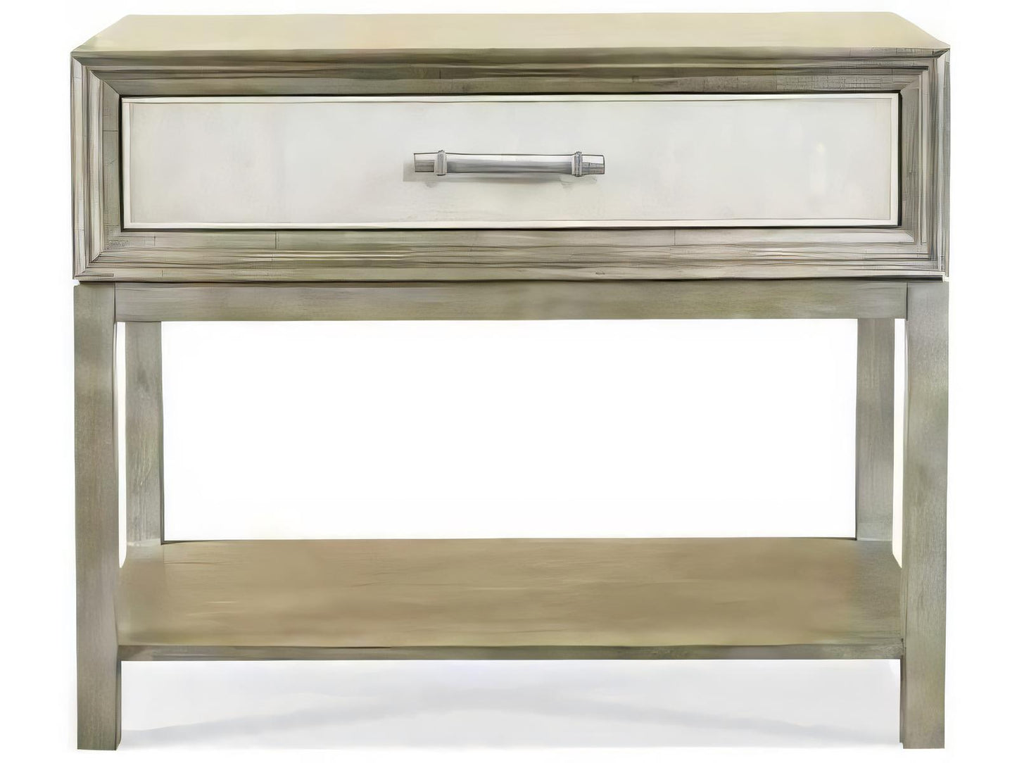Custom Elements Cabinet Rectangular Wood End Table with Stone Finish