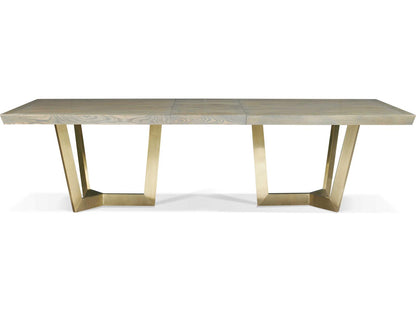 Odyssey Rectangular Extendable Dining Table in Washed Canvas and Champagne Bronze