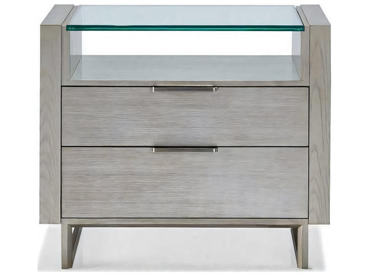 Modern Retreat 2-Drawer Nightstand in Gray Ash Wood with Silver Fox Finish