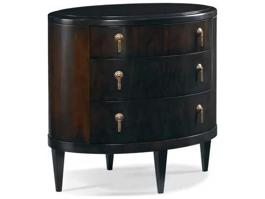 Stratos 3-Drawer Oval Nightstand in Sable Finish