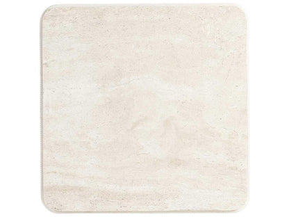 Revival 81 Square Coffee Table with Travertine Top in Gardenia White