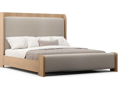 Revival 81 Frio King Upholstered Panel Bed in Light Oak and Beige