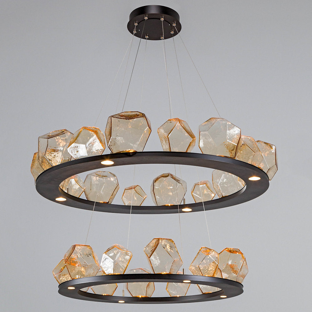 Gem Bezel Ring 2-Tier Chandelier