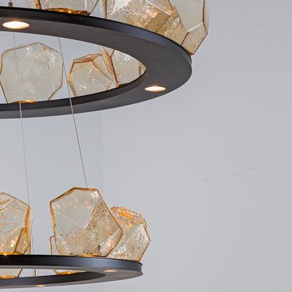 Gem Bezel Ring 2-Tier Chandelier