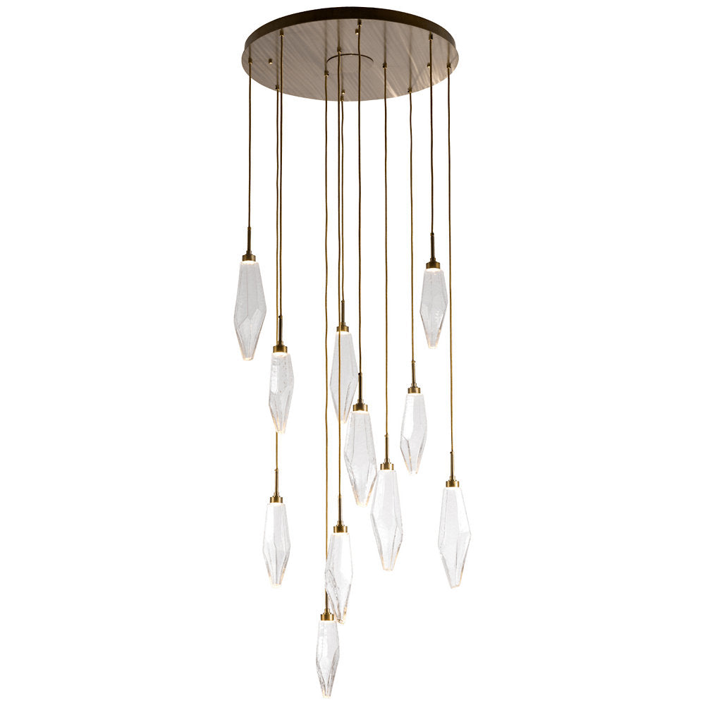 Rock Crystal Round Multi Light LED Pendant