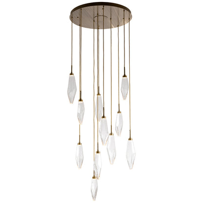 Rock Crystal Round Multi Light LED Pendant