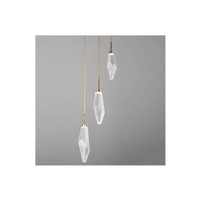 Rock Crystal Round Multi Light LED Pendant