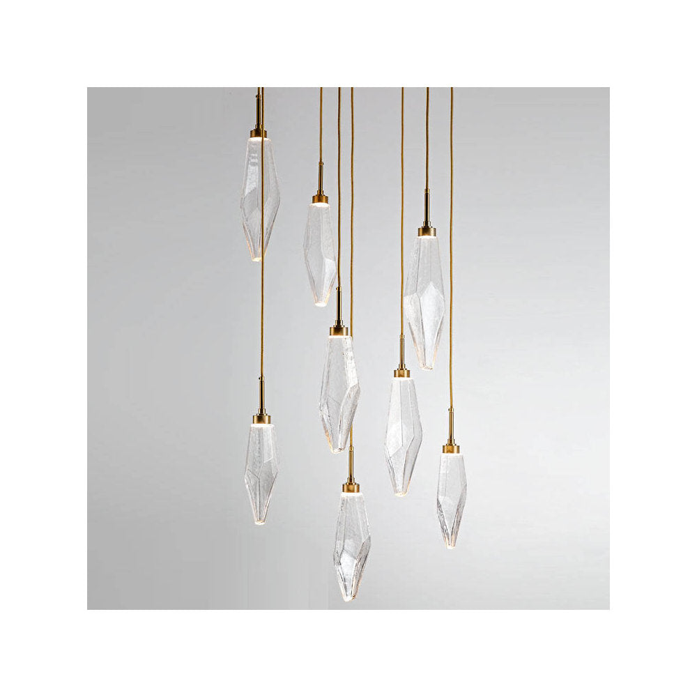Rock Crystal Round Multi Light LED Pendant