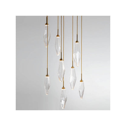 Rock Crystal Round Multi Light LED Pendant