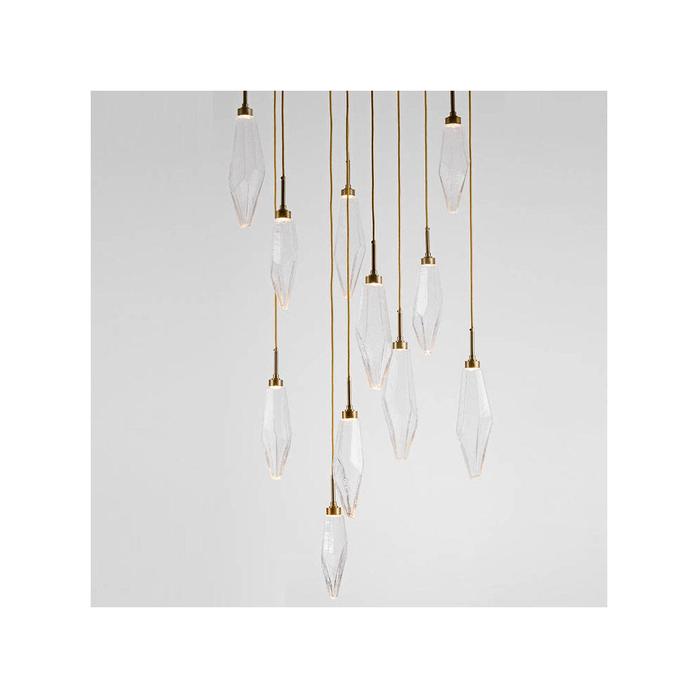 Rock Crystal Round Multi Light LED Pendant