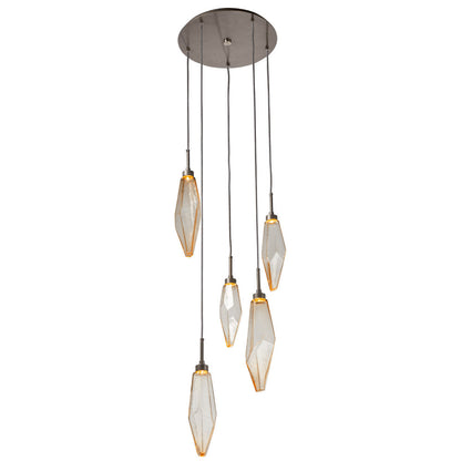 Rock Crystal Round Multi Light LED Pendant