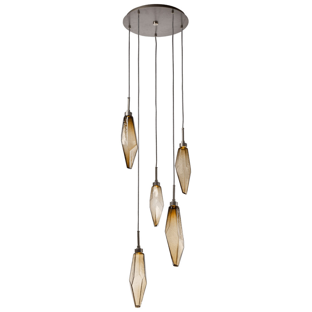 Rock Crystal Round Multi Light LED Pendant