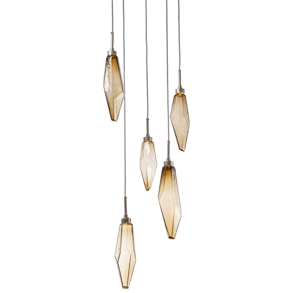 Rock Crystal Round Multi Light LED Pendant