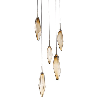 Rock Crystal Round Multi Light LED Pendant