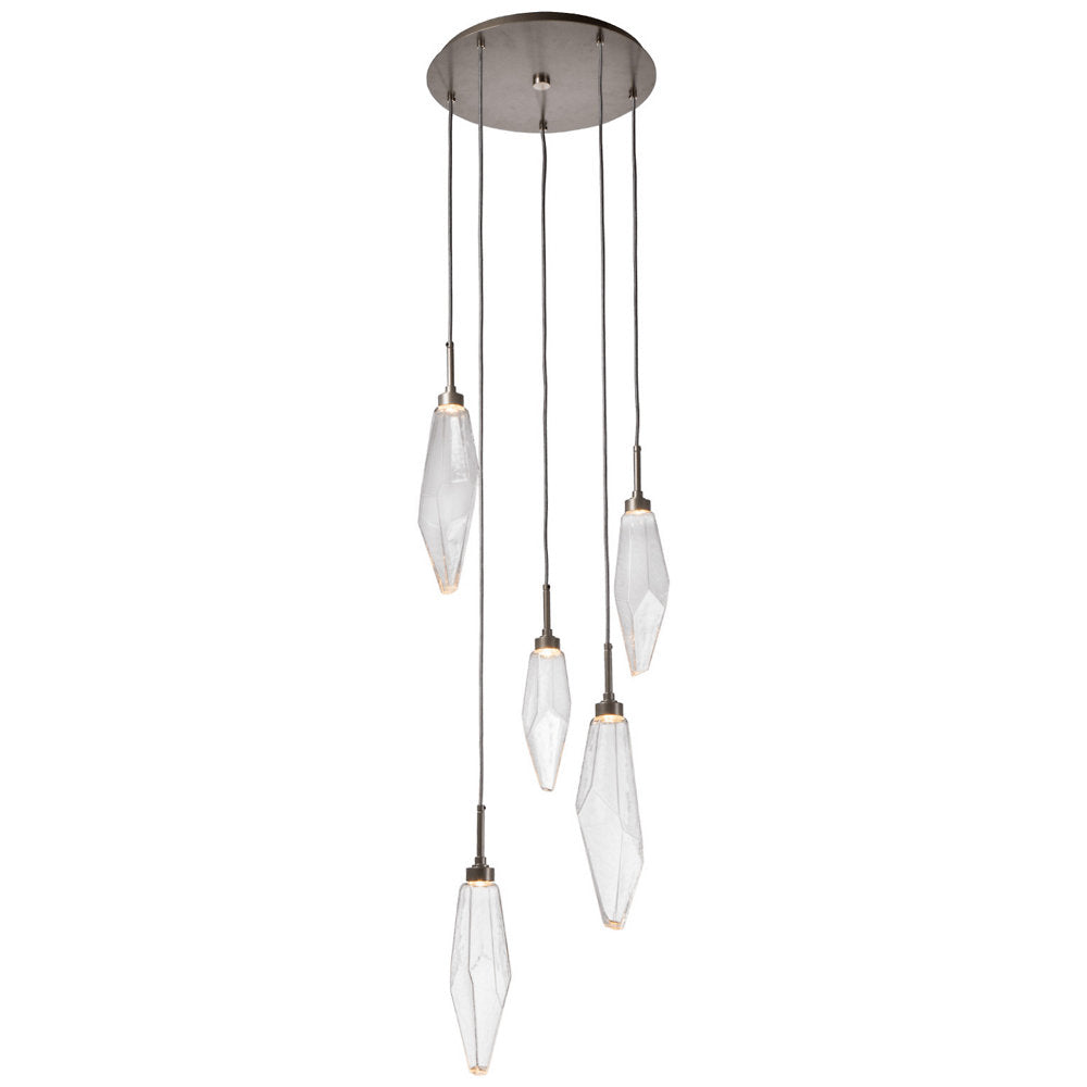 Rock Crystal Round Multi Light LED Pendant