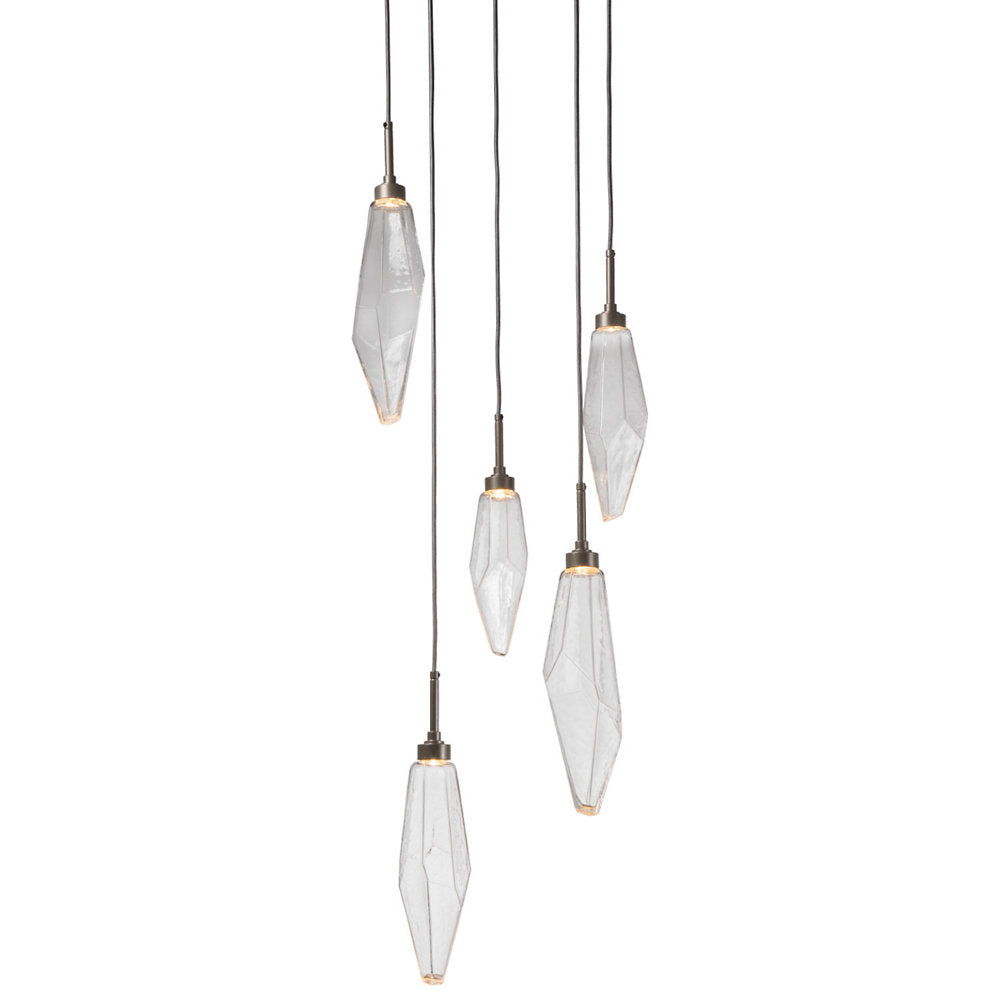 Rock Crystal Round Multi Light LED Pendant