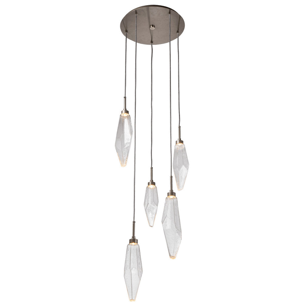 Rock Crystal Round Multi Light LED Pendant