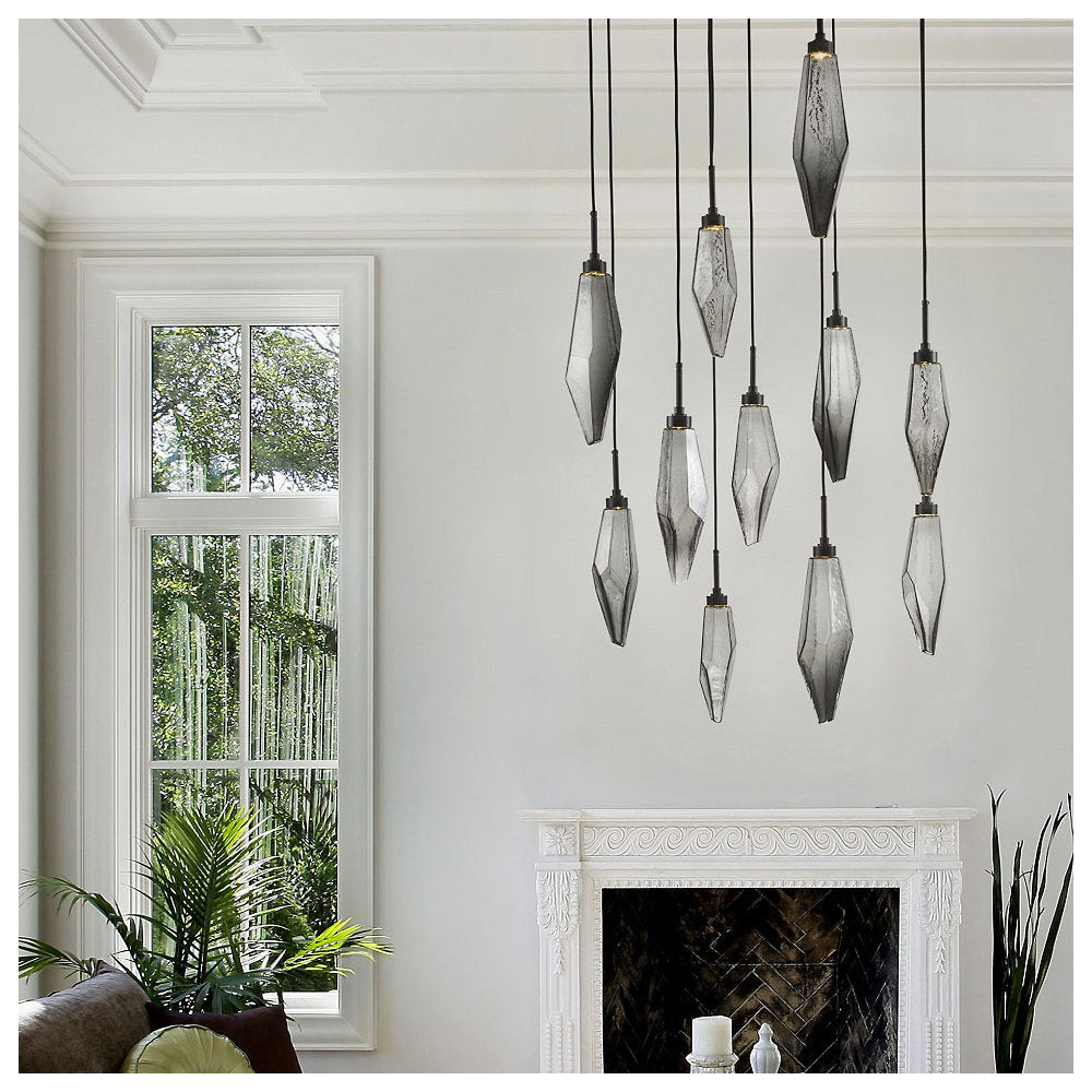 Rock Crystal Round Multi Light LED Pendant