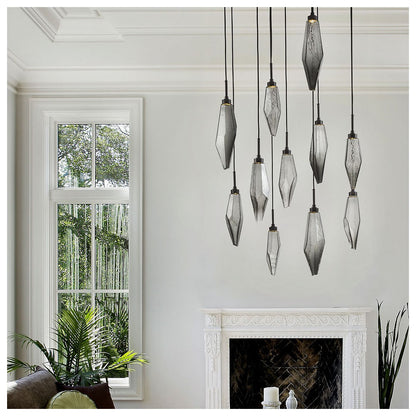 Rock Crystal Round Multi Light LED Pendant