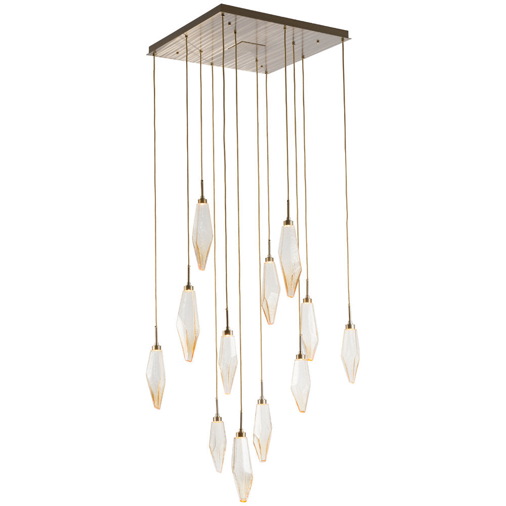 Rock Crystal Square Multi Light Pendant