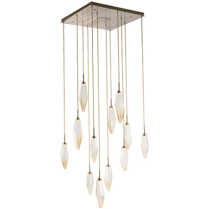 Rock Crystal Square Multi Light Pendant