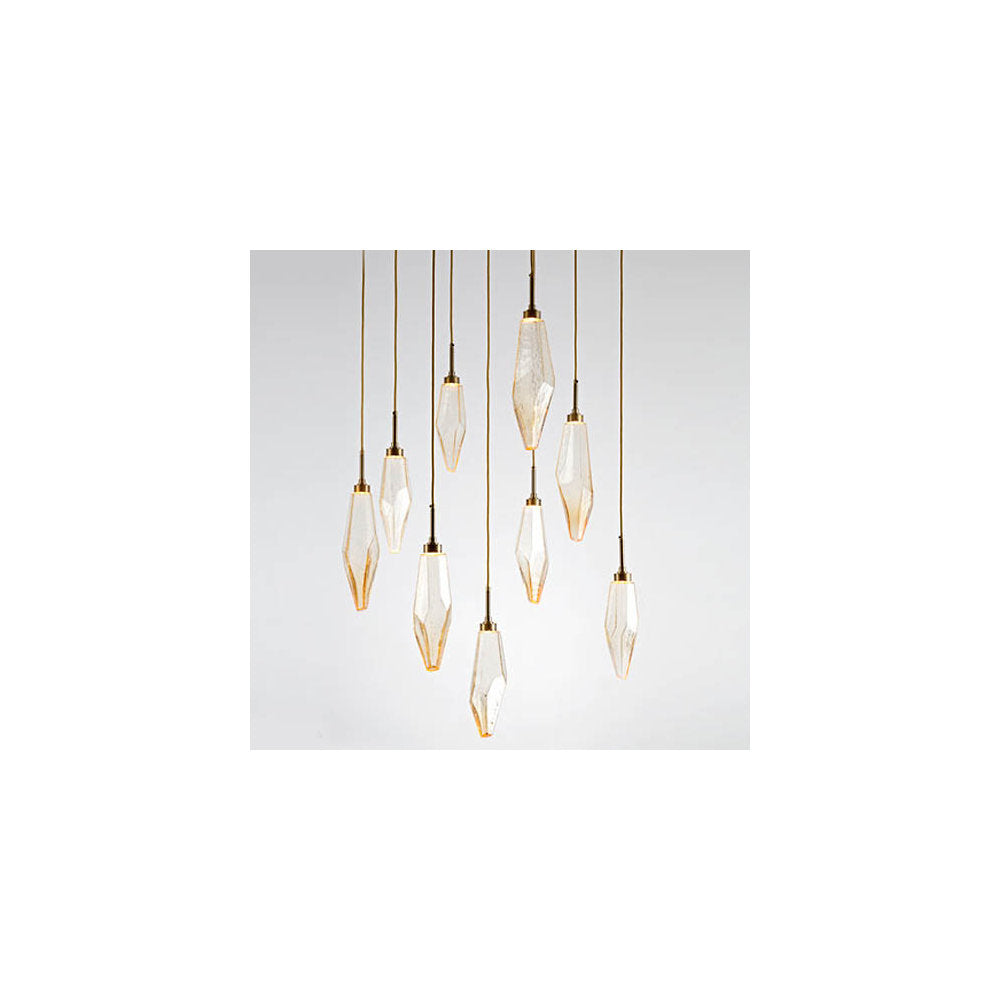 Rock Crystal Square Multi Light Pendant