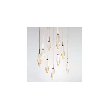Rock Crystal Square Multi Light Pendant