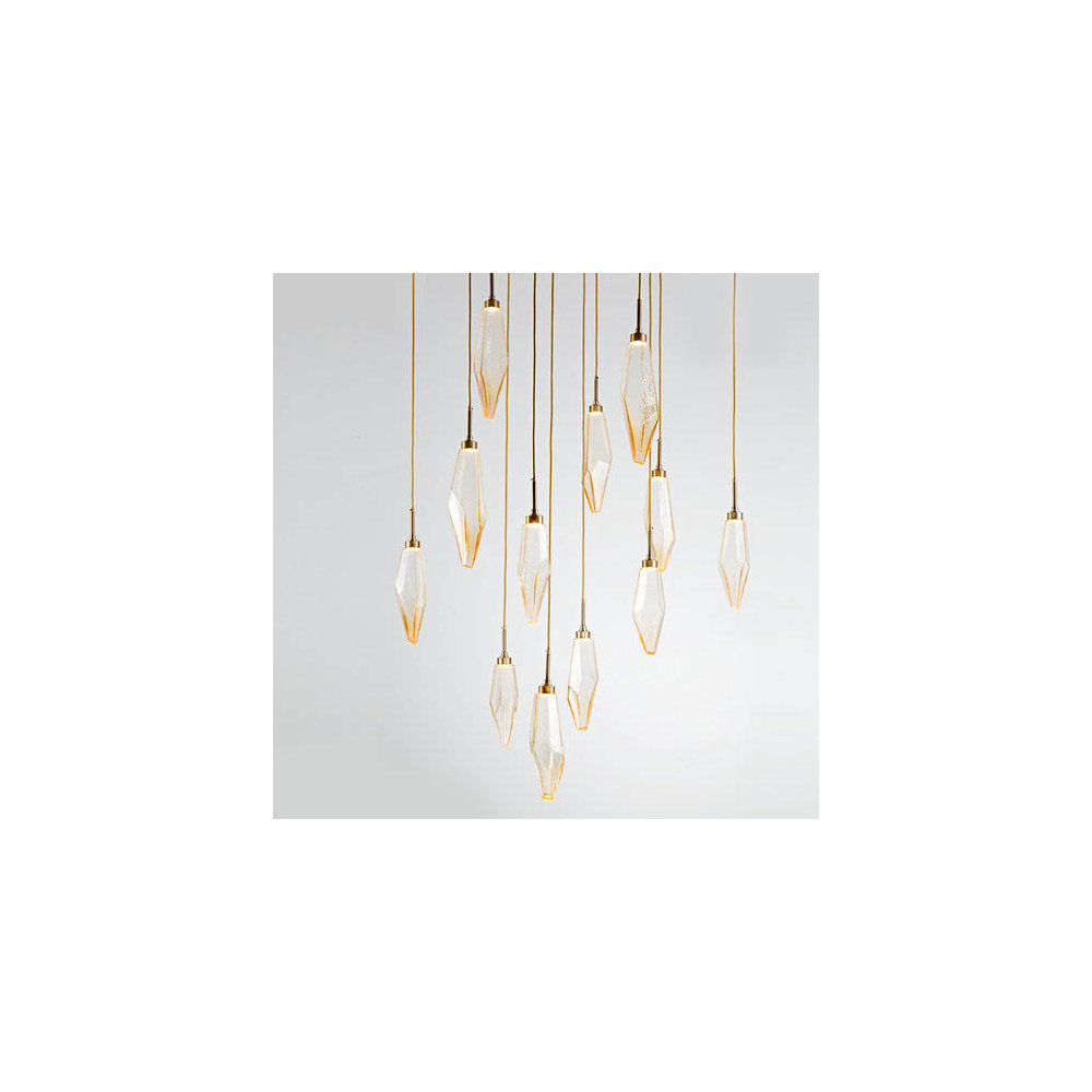 Rock Crystal Square Multi Light Pendant