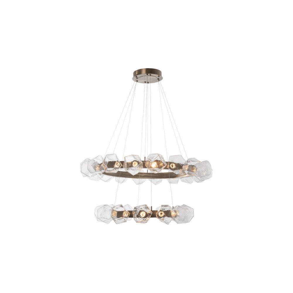 Gem Radial Ring Two-Tier LED Chandelier