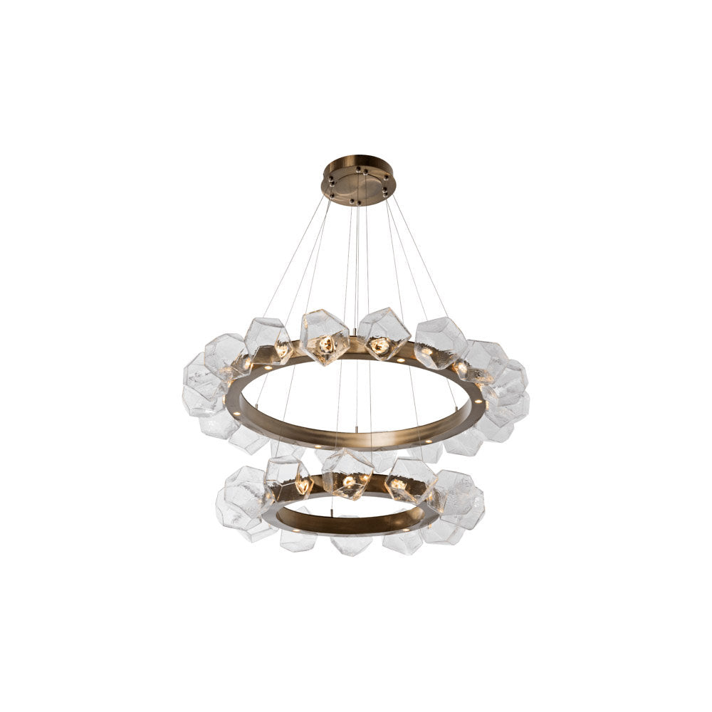 Gem Radial Ring Two-Tier LED Chandelier