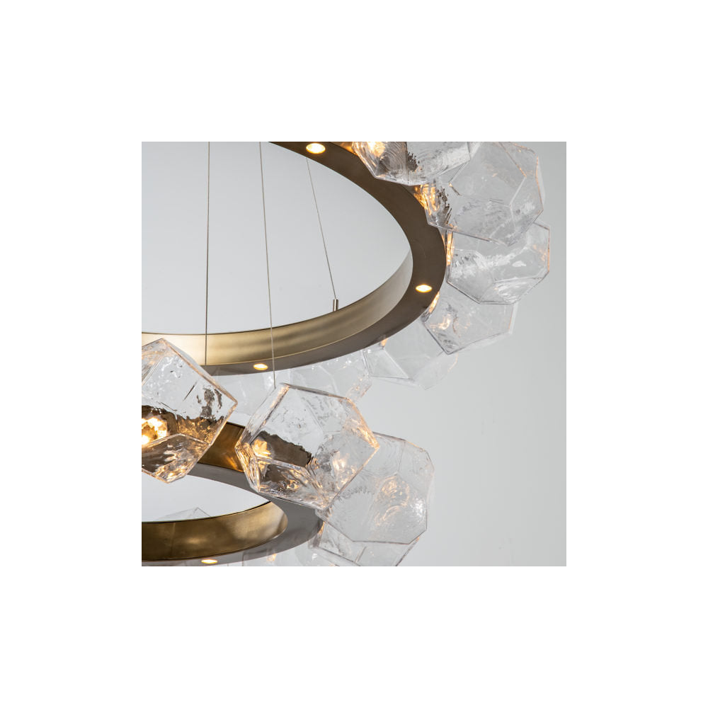 Gem Radial Ring Two-Tier LED Chandelier